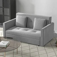 Snow Flannel Two-Seater Sofa Bed, with Storage - Grey