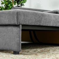 Snow Flannel Two-Seater Sofa Bed, with Storage - Grey