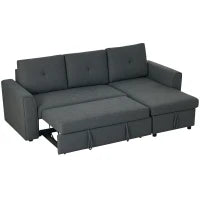 3 Seater Sofa Bed, Pull Out Sofa Bed with Storage for Living Room, Dark Grey