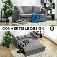Snow Flannel Two-Seater Sofa Bed, with Storage - Grey