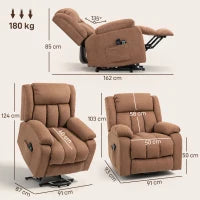 Power Lift Recliner Chair with Massage, Overstuffed Lift Chair for Elderly with Footrest, Remote, Side Pocket, Dark Grey