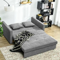 Snow Flannel Two-Seater Sofa Bed, with Storage - Grey