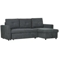 3 Seater Sofa Bed, Pull Out Sofa Bed with Storage for Living Room, Dark Grey