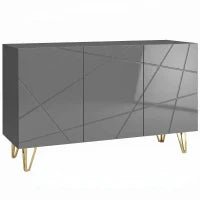 Modern Luxe High Gloss Sideboard, with Hairpin Legs, Grey